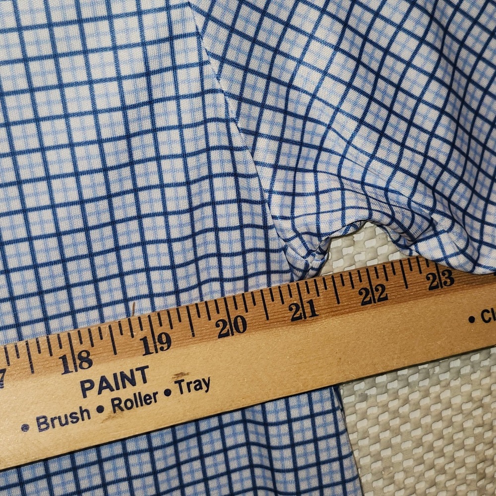 Collars & Co Dress Collar Polo Mens Lg Classic Blue White Grid Check Golf Shirt - Picture 5 of 7